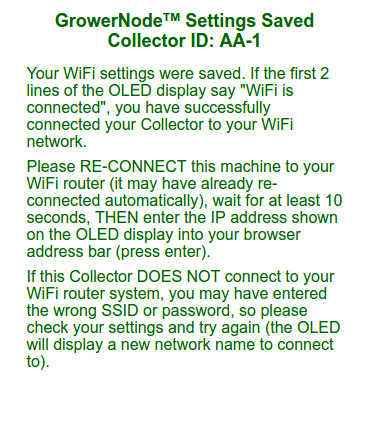 the system will test the wifi settings you submitted