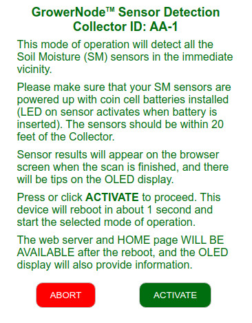 this is an information screen about the soil sensor detection process