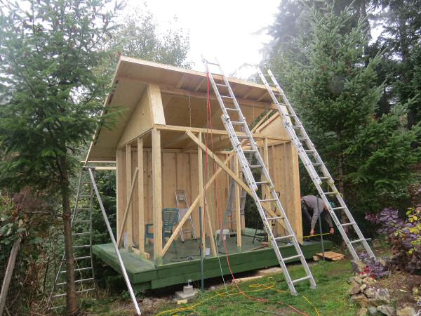 greenhouse roof modules in place